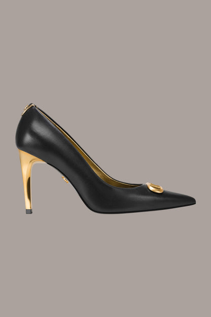 Donna Karan PANTHIA LOGO-EMBELLISHED HIGH PUMP