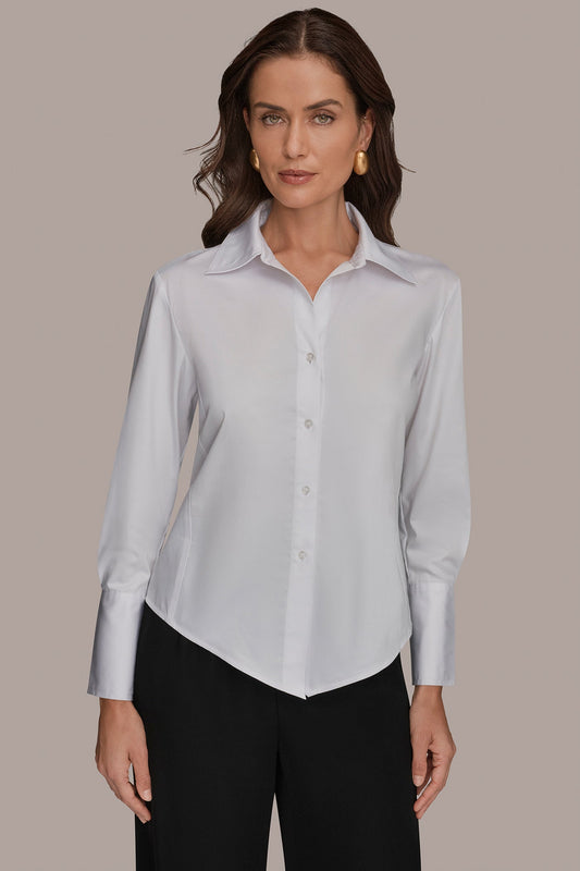 Donna Karan CROPPED WOVEN BLOUSE