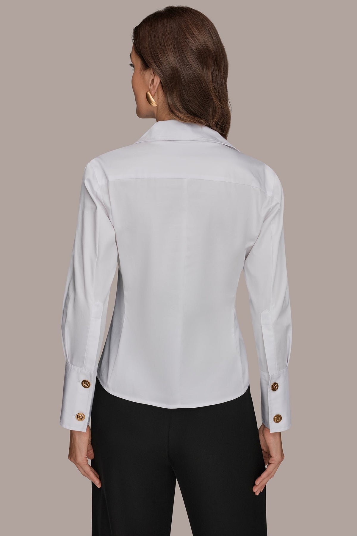 Donna Karan CROPPED WOVEN BLOUSE