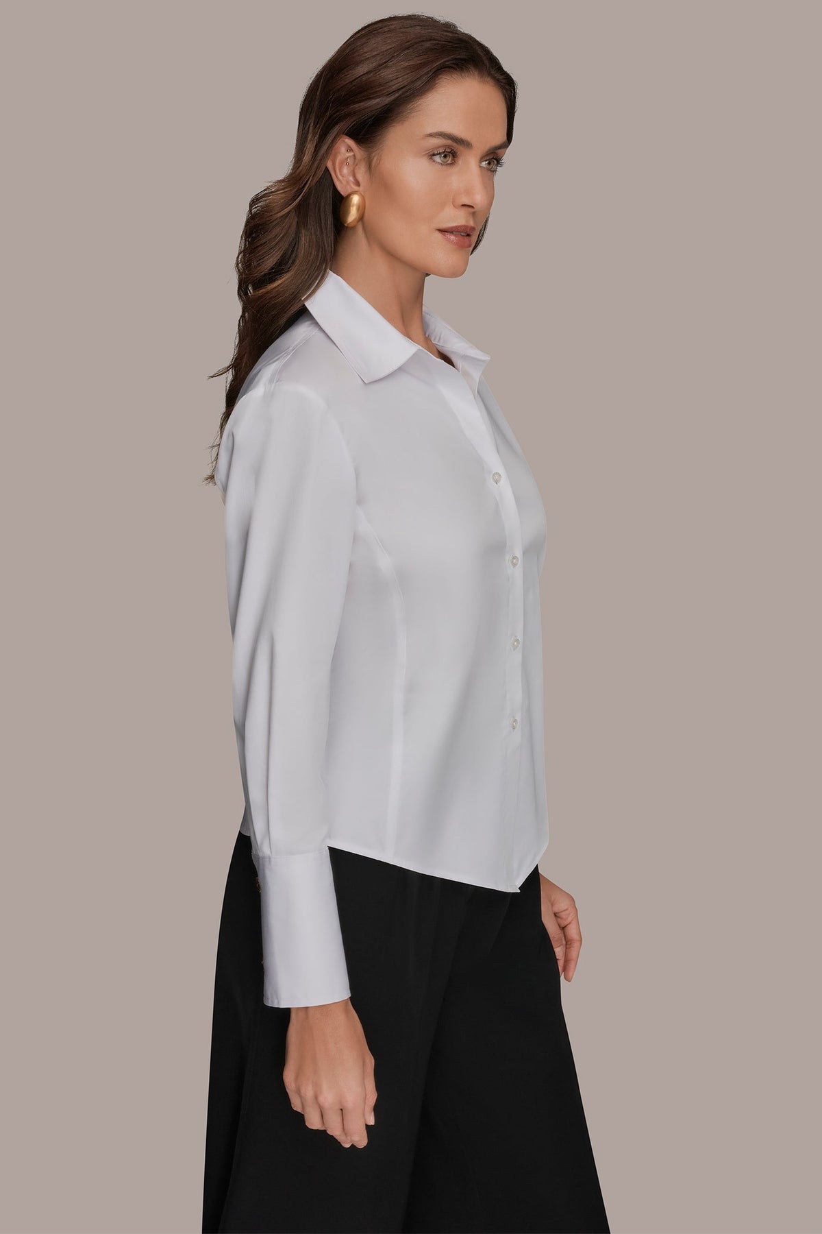 Donna Karan CROPPED WOVEN BLOUSE