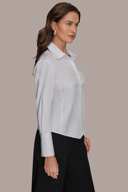 Donna Karan CROPPED WOVEN BLOUSE