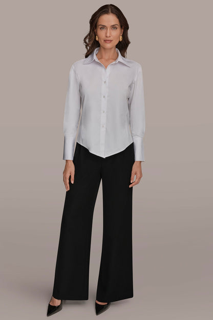 Donna Karan CROPPED WOVEN BLOUSE