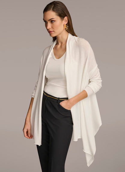 Donna Karan LONG SLEEVE DRAPE CARDIGAN