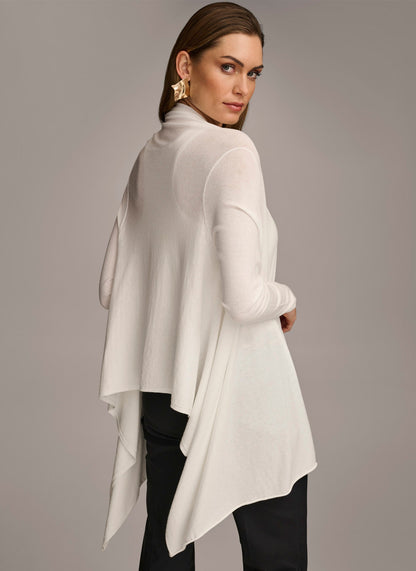 Donna Karan LONG SLEEVE DRAPE CARDIGAN