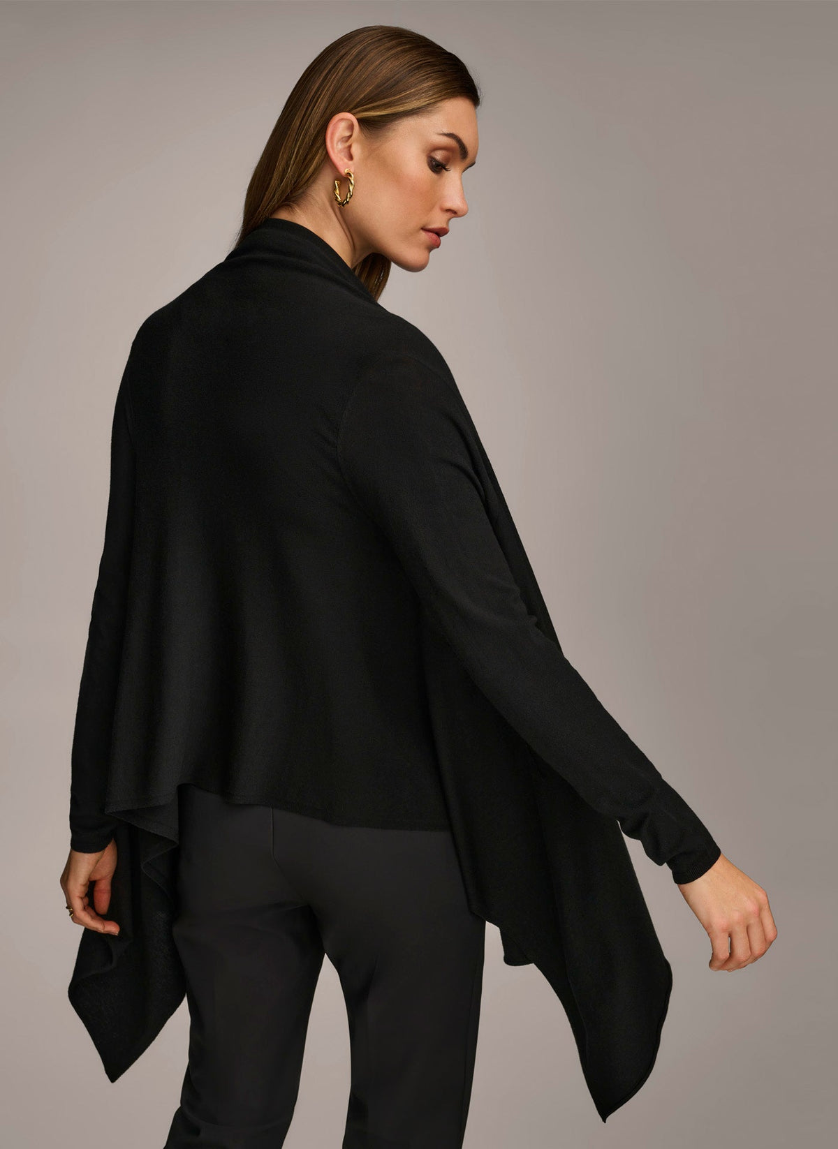 Donna Karan LONG SLEEVE DRAPE CARDIGAN