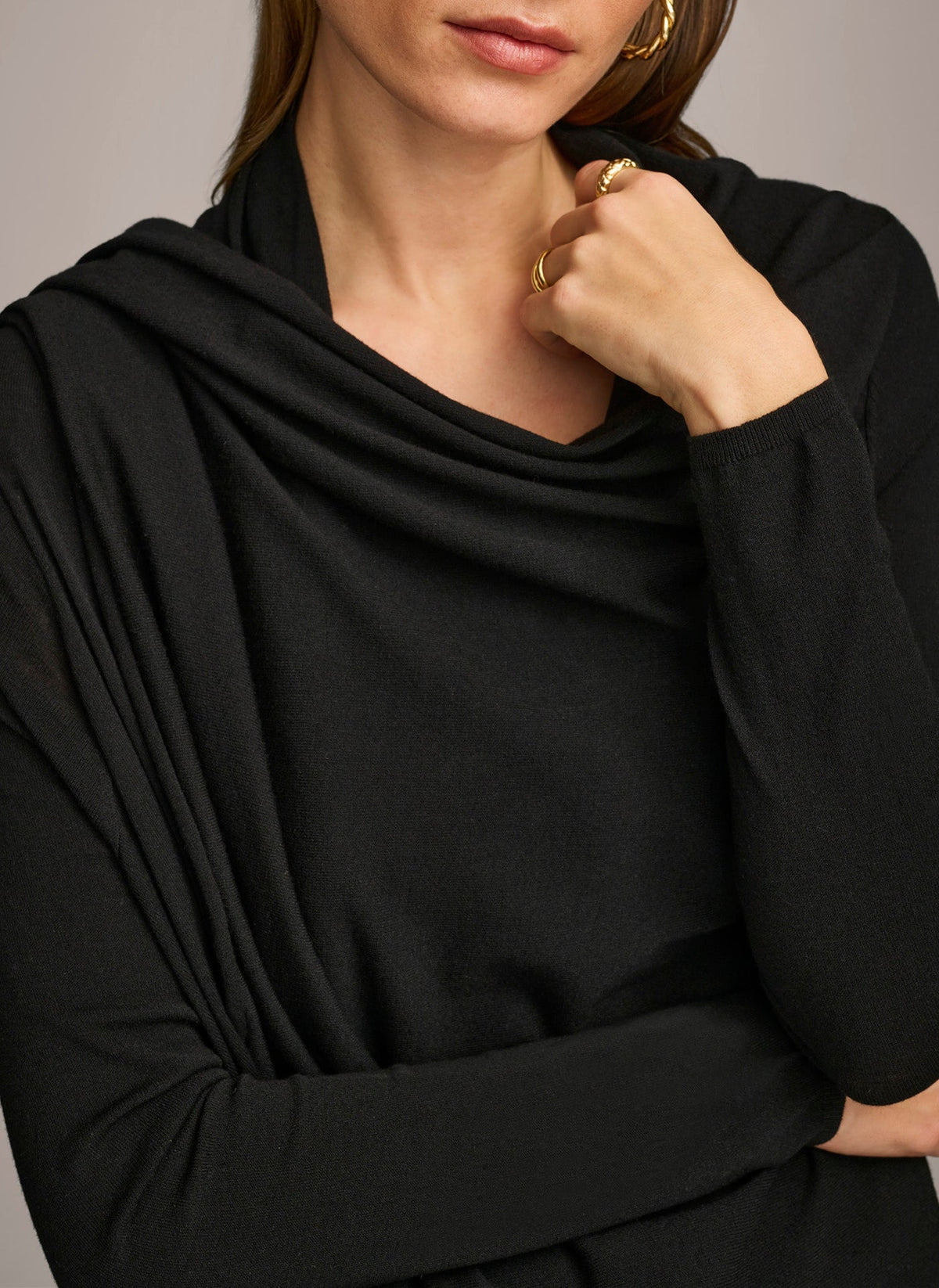 Donna Karan LONG SLEEVE DRAPE CARDIGAN