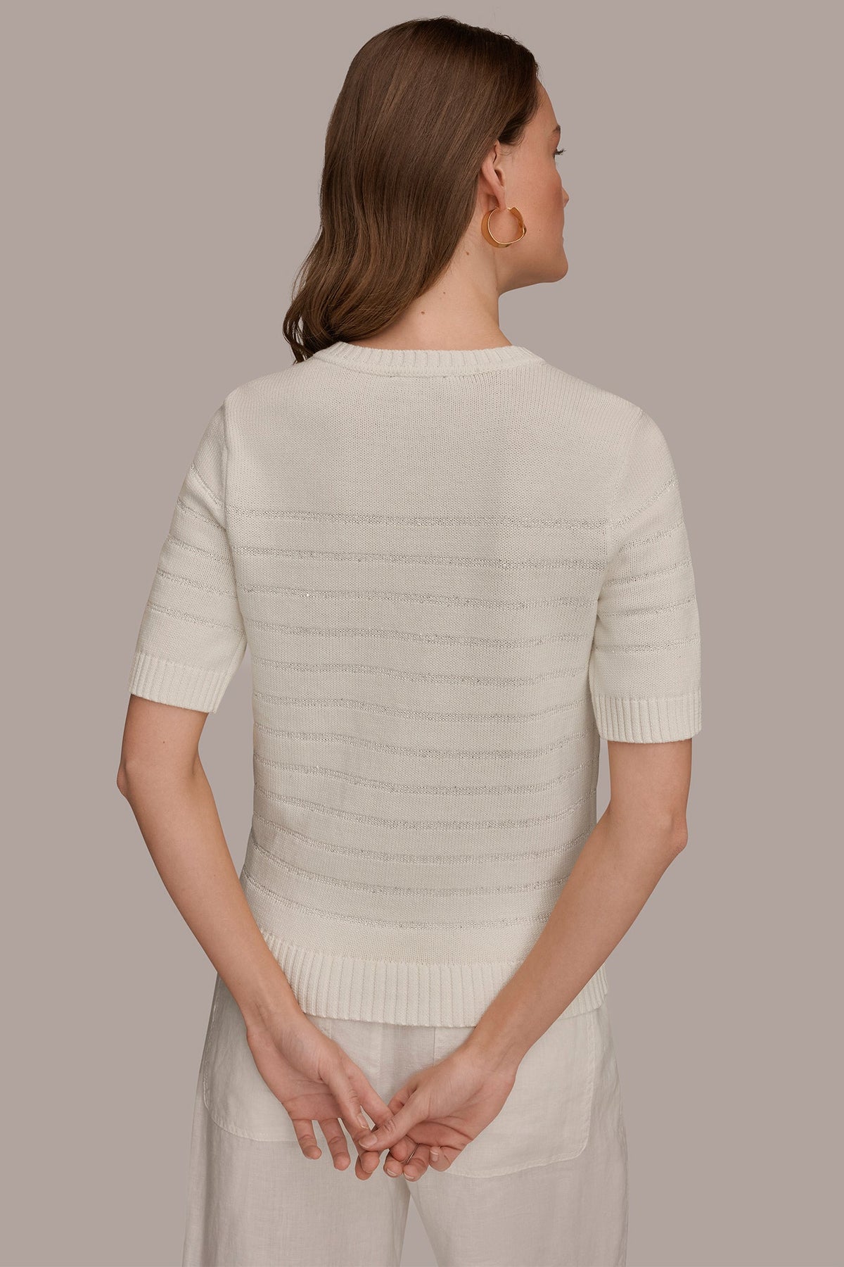 Donna Karan SEQUIN STRIPE SWEATER