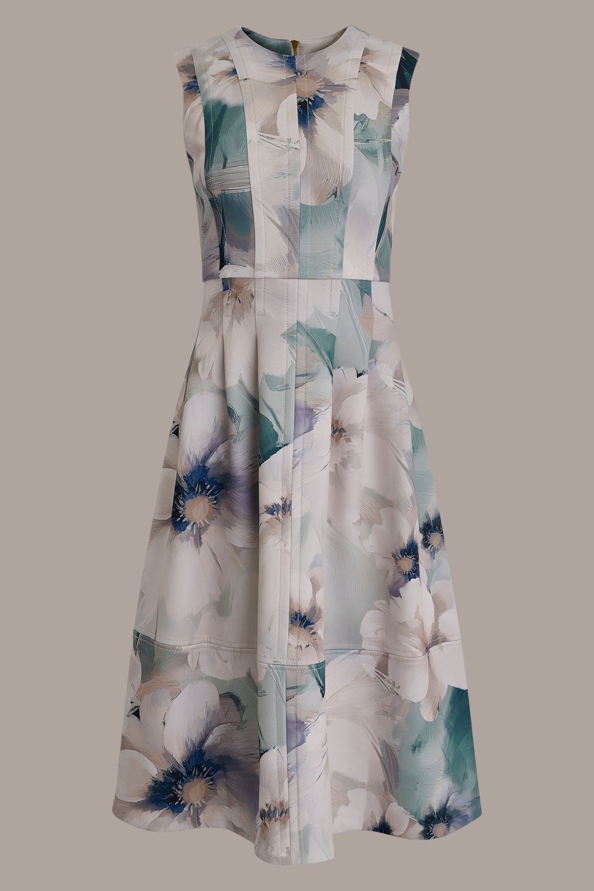 Donna Karan FLORAL SLEEVELESS MIDI DRESS