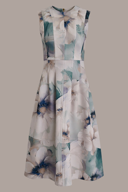 Donna Karan FLORAL SLEEVELESS MIDI DRESS