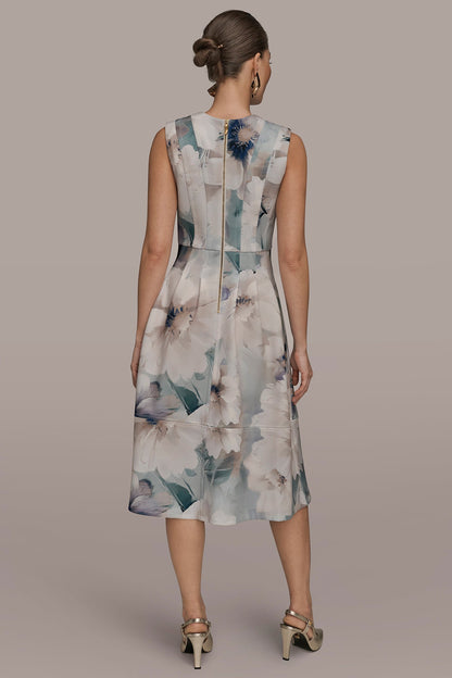 Donna Karan FLORAL SLEEVELESS MIDI DRESS