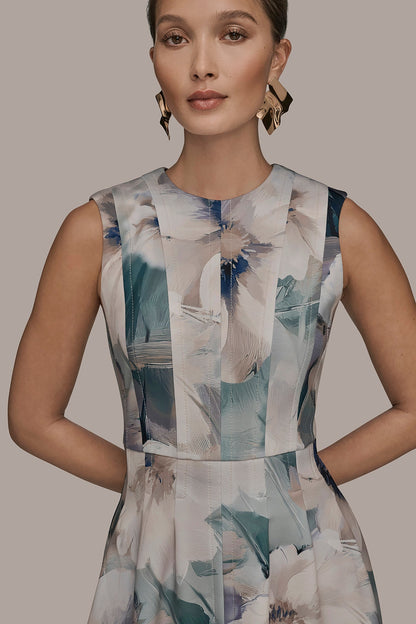 Donna Karan FLORAL SLEEVELESS MIDI DRESS