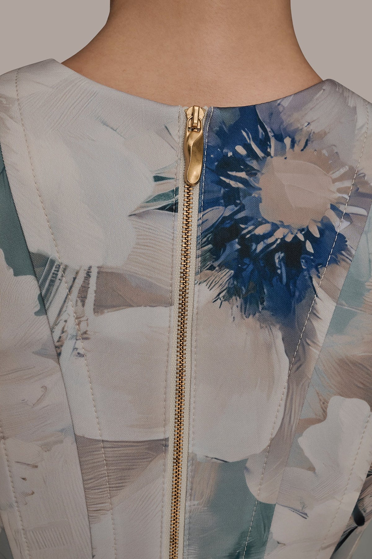 Donna Karan FLORAL SLEEVELESS MIDI DRESS