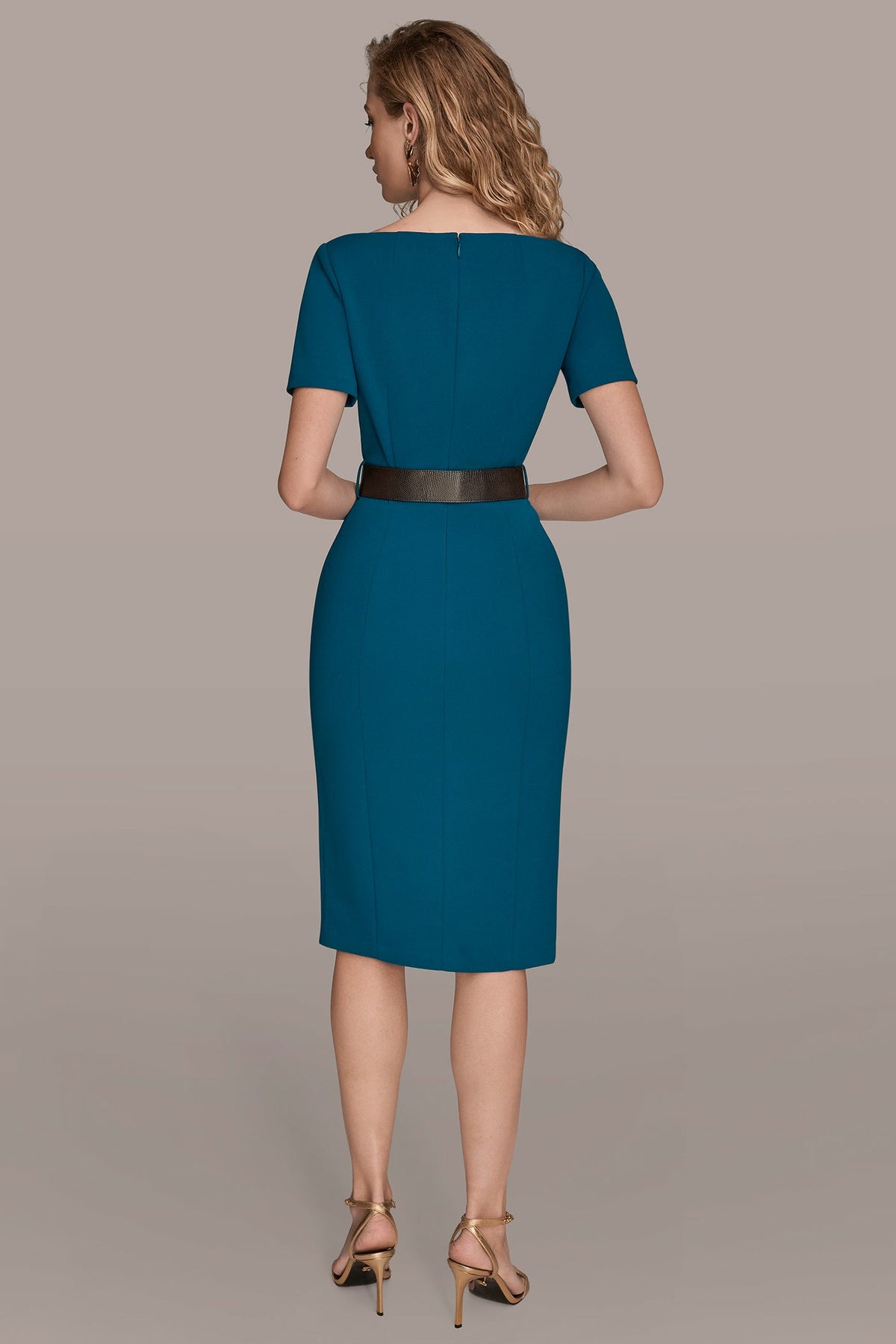 Donna Karan LONG SLEEVE DOUBLE-SPLIT SHEATH DRESS