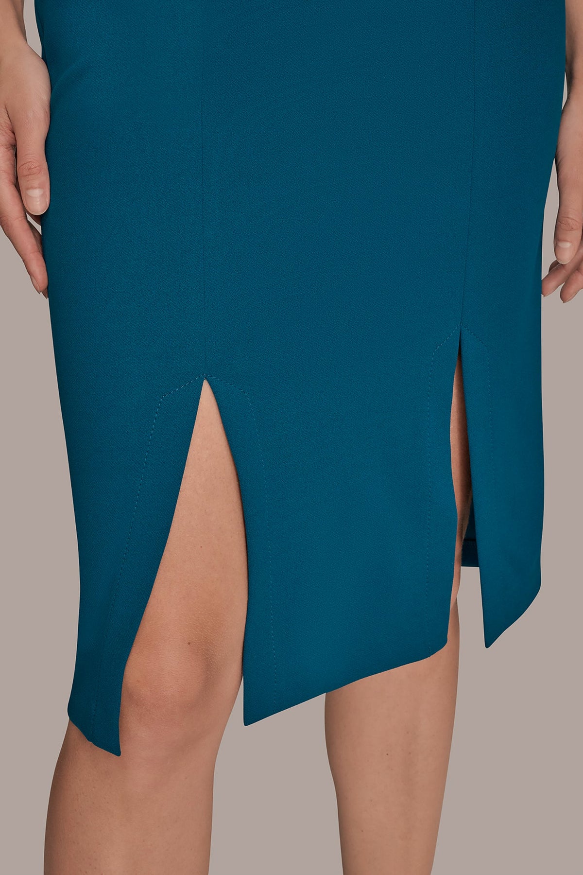 Donna Karan LONG SLEEVE DOUBLE-SPLIT SHEATH DRESS