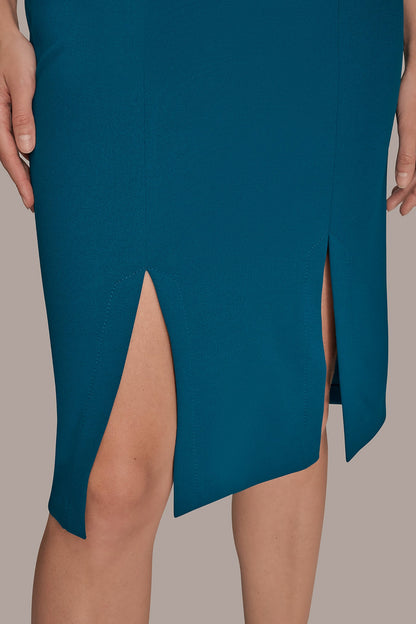 Donna Karan LONG SLEEVE DOUBLE-SPLIT SHEATH DRESS