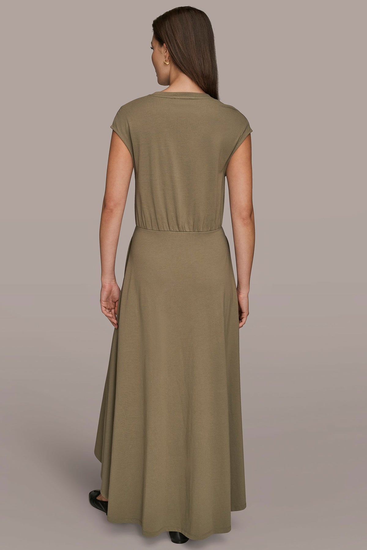 Donna Karan CAP SLEEVE CREW NECK DRESS