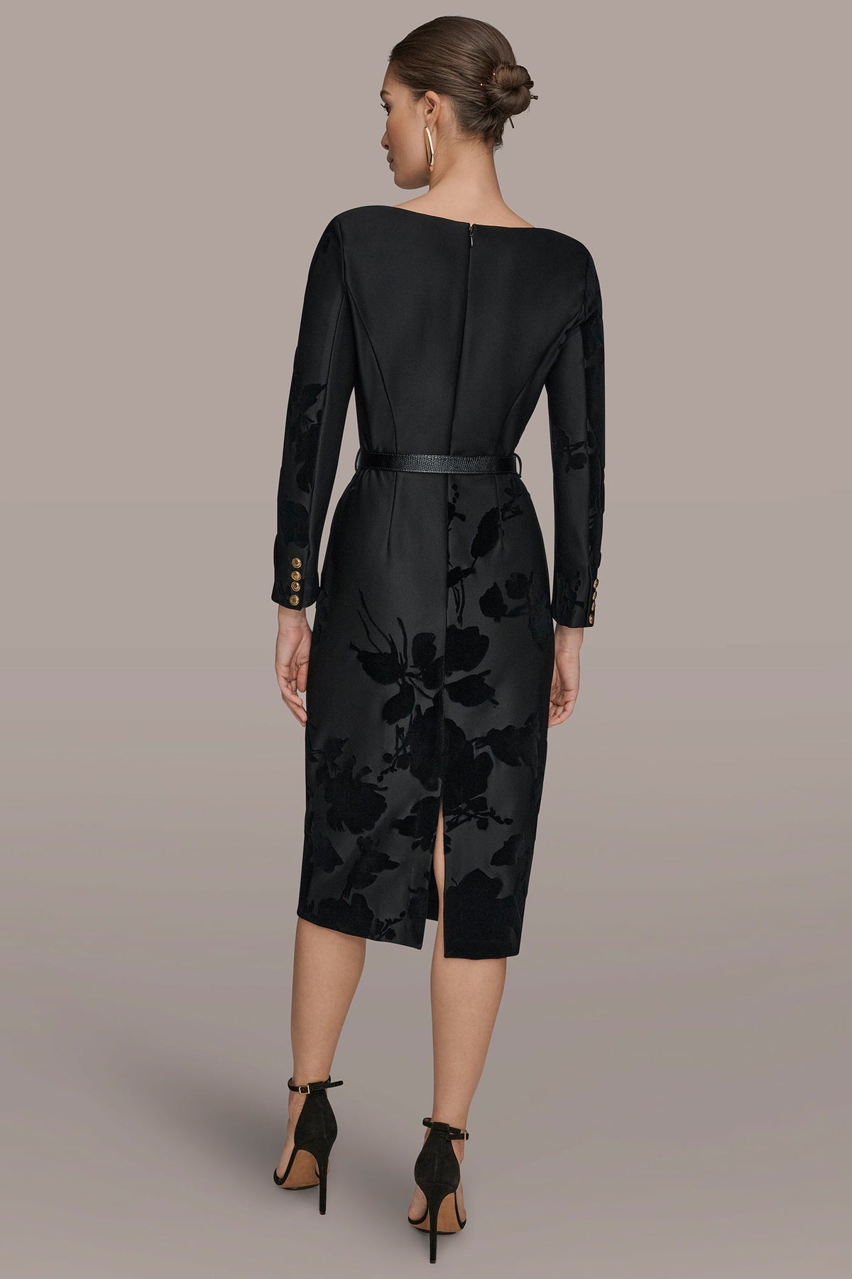 Donna Karan 3/4 SLEEVE BOATNECK MIDI SHEATH DRESS