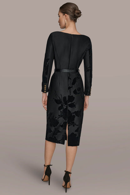 Donna Karan 3/4 SLEEVE BOATNECK MIDI SHEATH DRESS