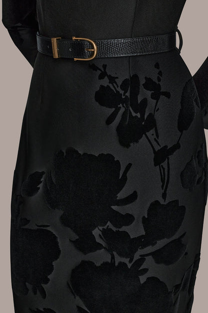 Donna Karan 3/4 SLEEVE BOATNECK MIDI SHEATH DRESS