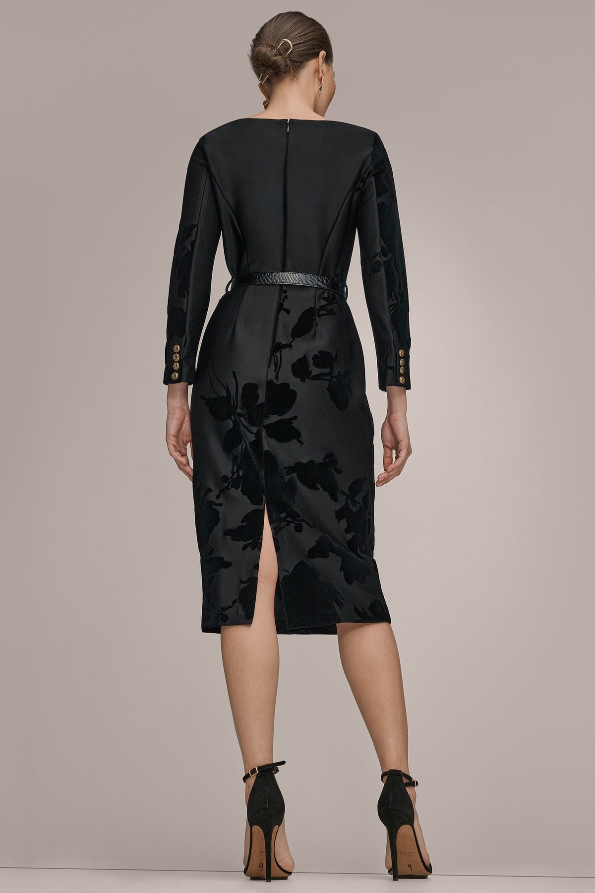 Donna Karan 3/4 SLEEVE BOATNECK MIDI SHEATH DRESS