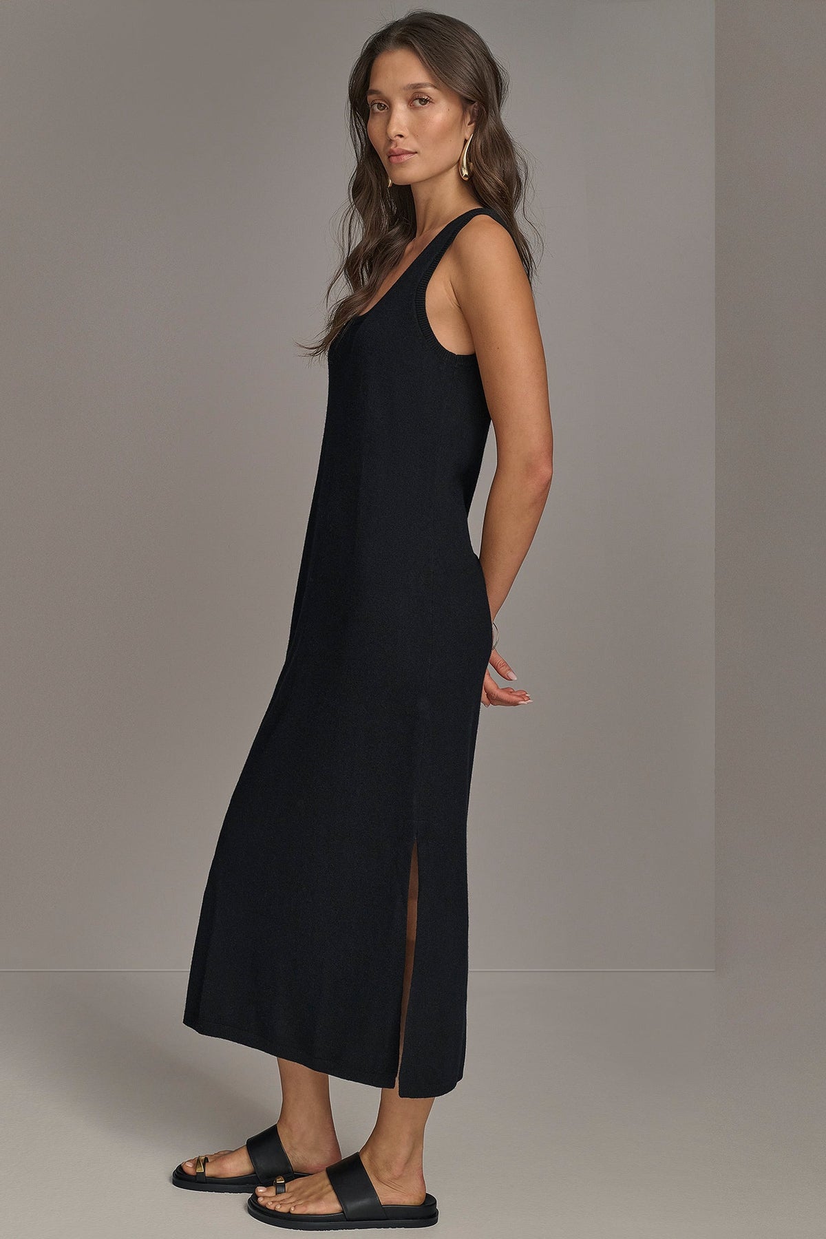 Donna Karan CASHMERE SLEEVELESS MIDI TANK DRESS
