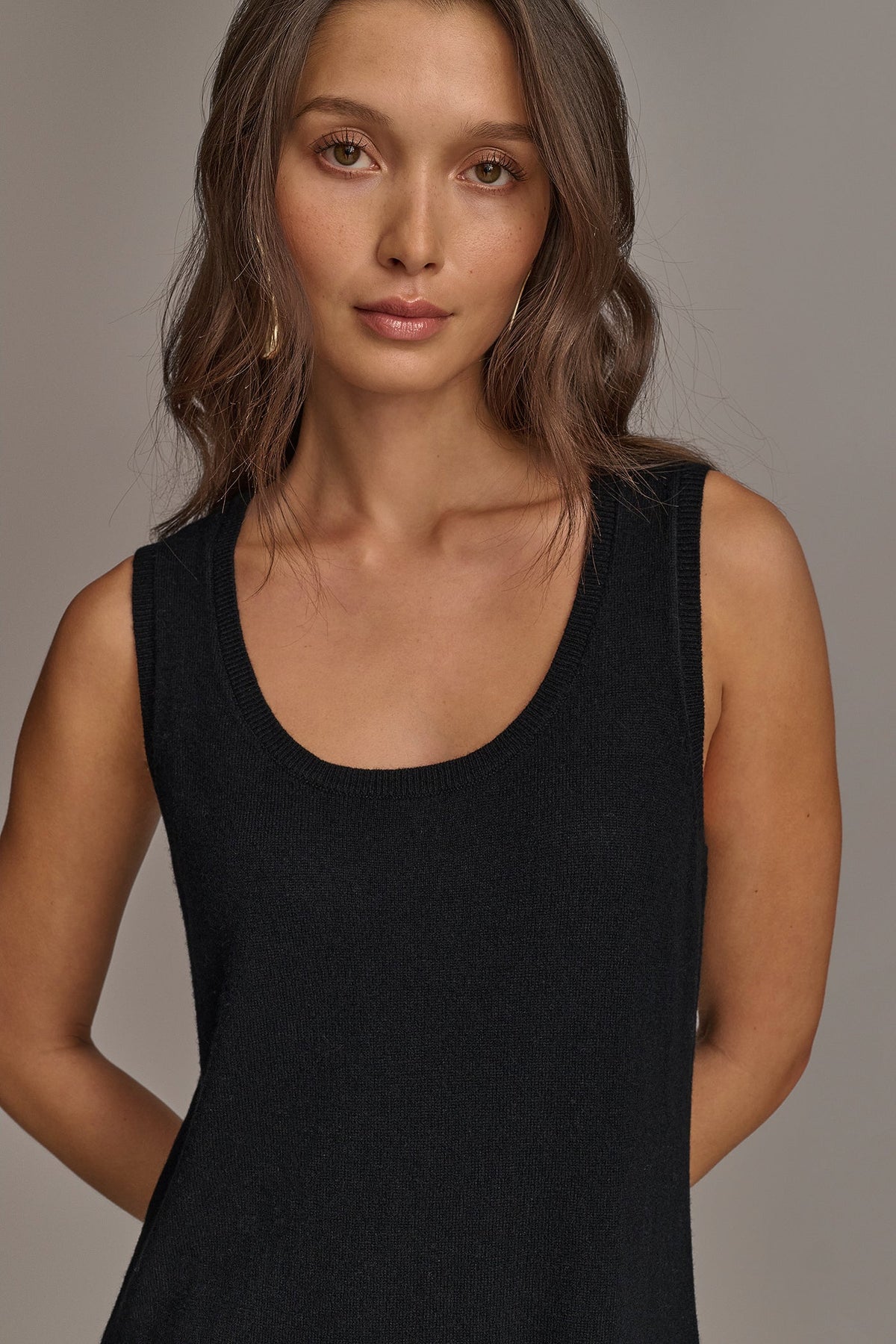 Donna Karan CASHMERE SLEEVELESS MIDI TANK DRESS
