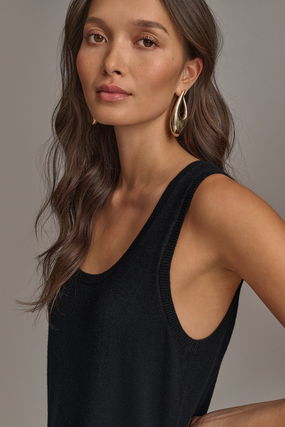 Donna Karan CASHMERE SLEEVELESS MIDI TANK DRESS