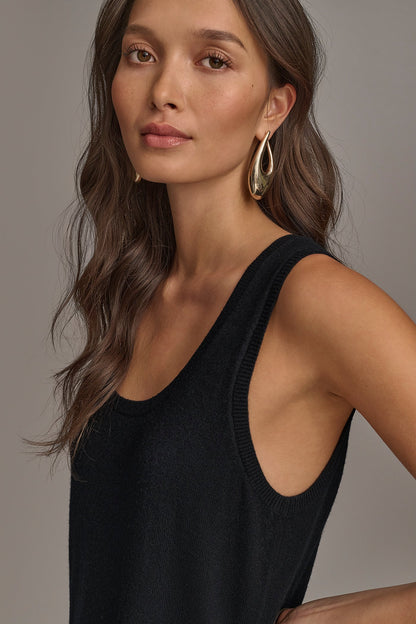 Donna Karan CASHMERE SLEEVELESS MIDI TANK DRESS