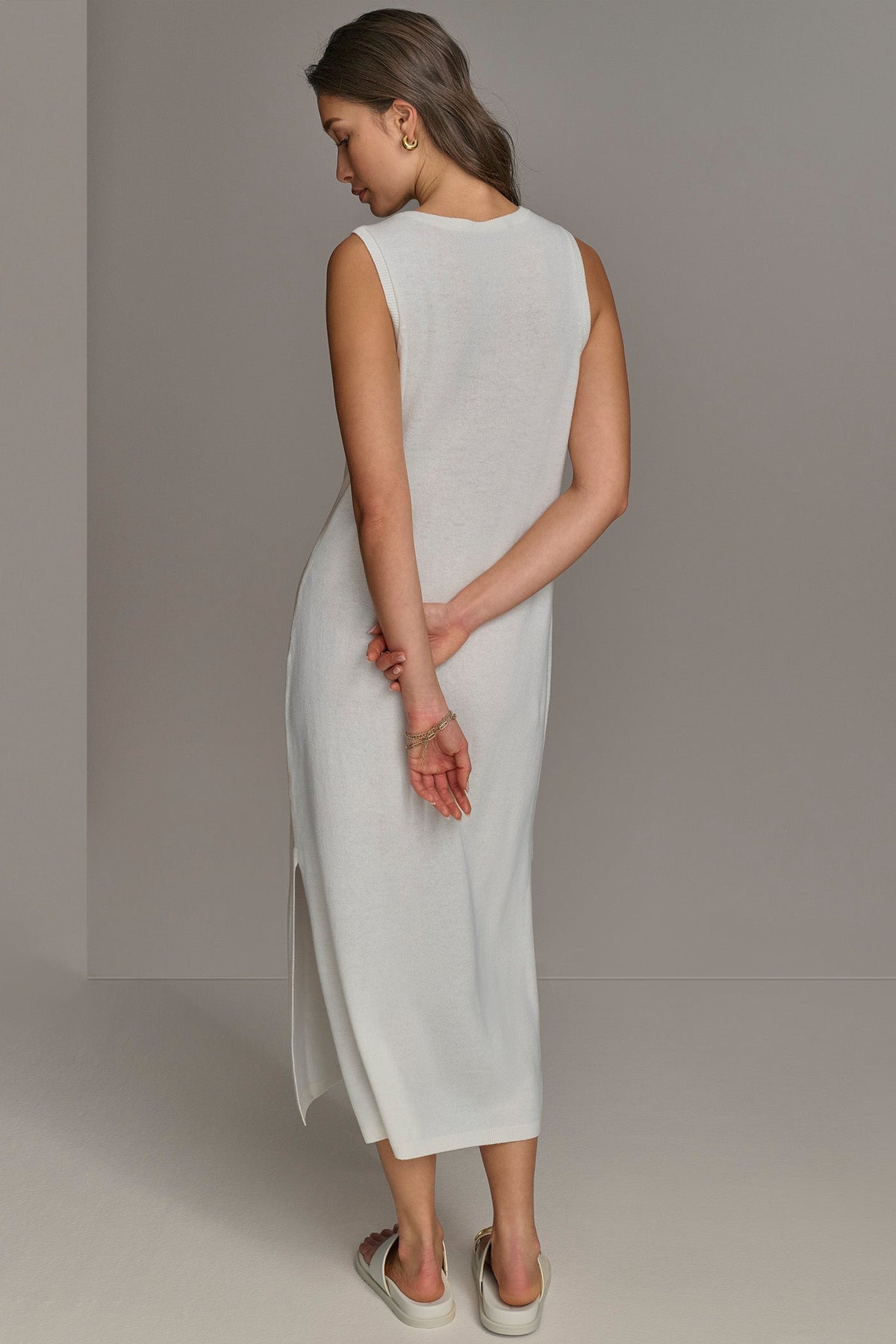 Donna Karan CASHMERE SLEEVELESS MIDI TANK DRESS