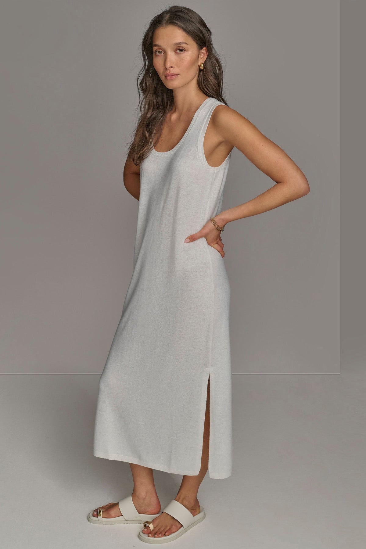 Donna Karan CASHMERE SLEEVELESS MIDI TANK DRESS