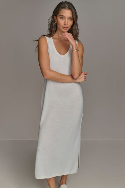 Donna Karan CASHMERE SLEEVELESS MIDI TANK DRESS