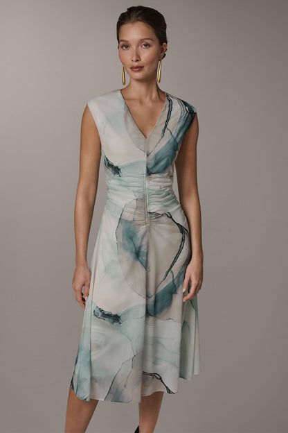 Donna Karan CHIFFON STRIPE MIDI SHIFT DRESS