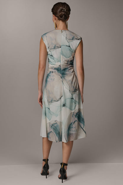 Donna Karan CHIFFON STRIPE MIDI SHIFT DRESS