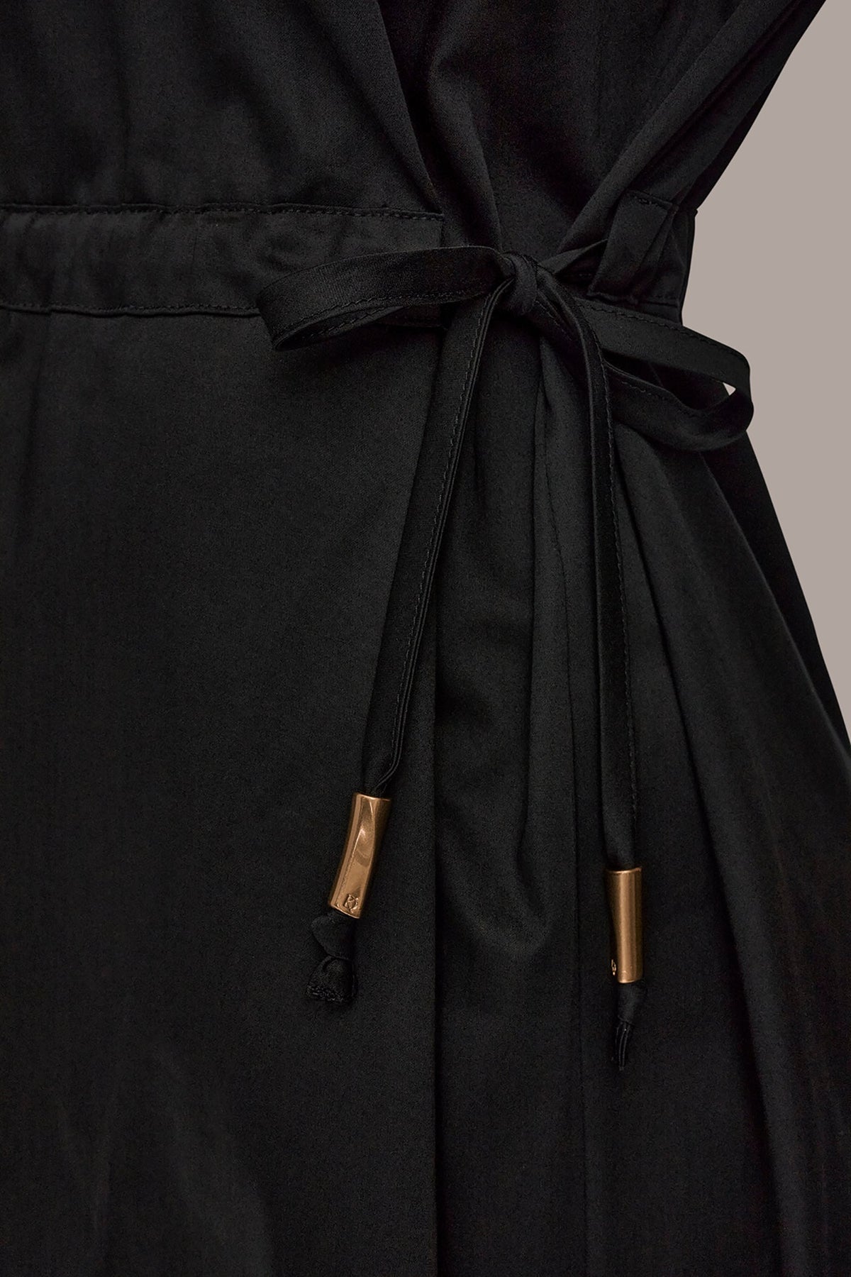 Donna Karan COTTON-SATEEN DRAWSTRING SHIRT DRESS