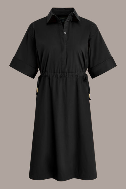 Donna Karan COTTON-SATEEN DRAWSTRING SHIRT DRESS