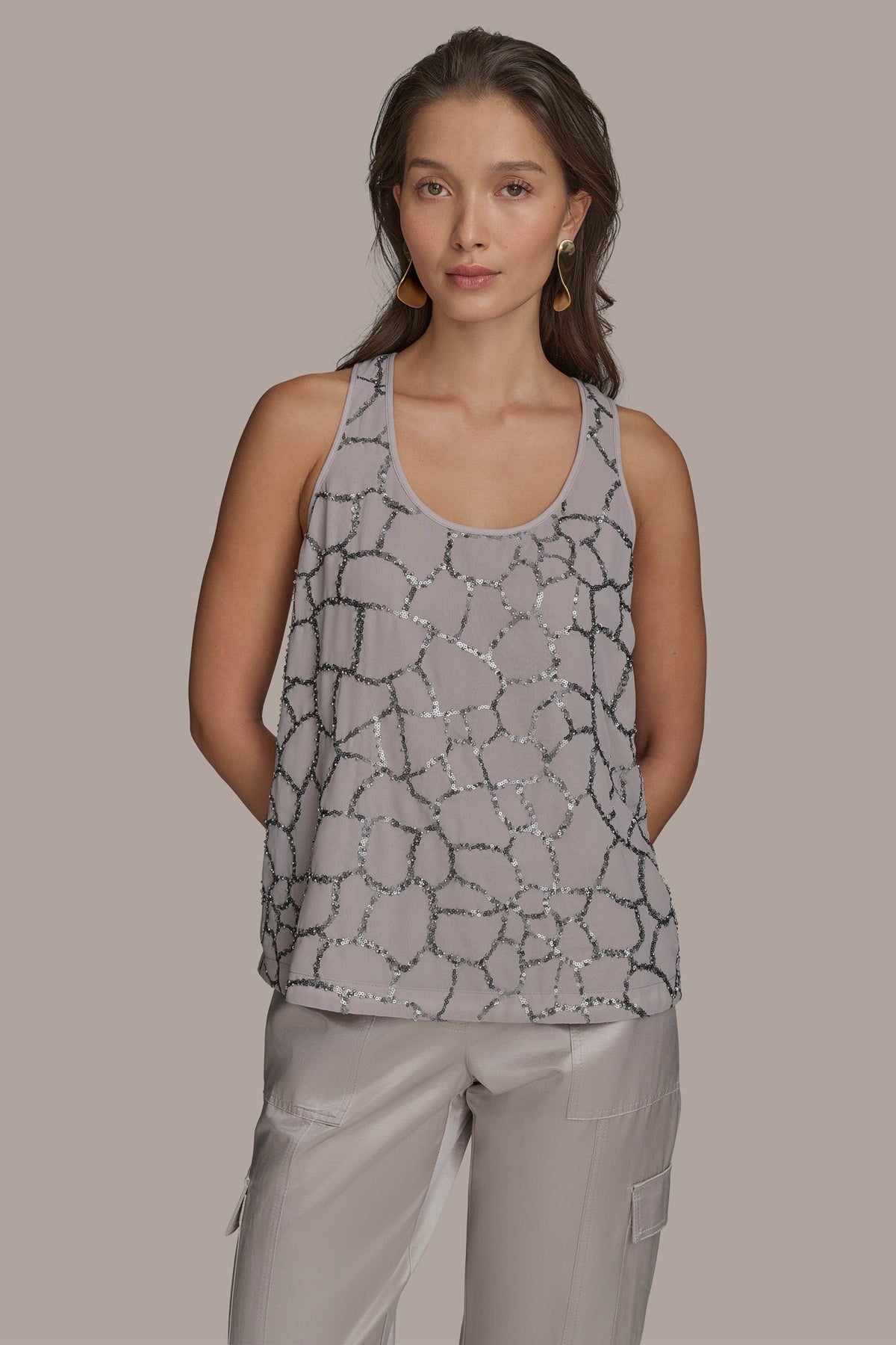 Donna Karan SHELL WITH SEQUIN DETAIL