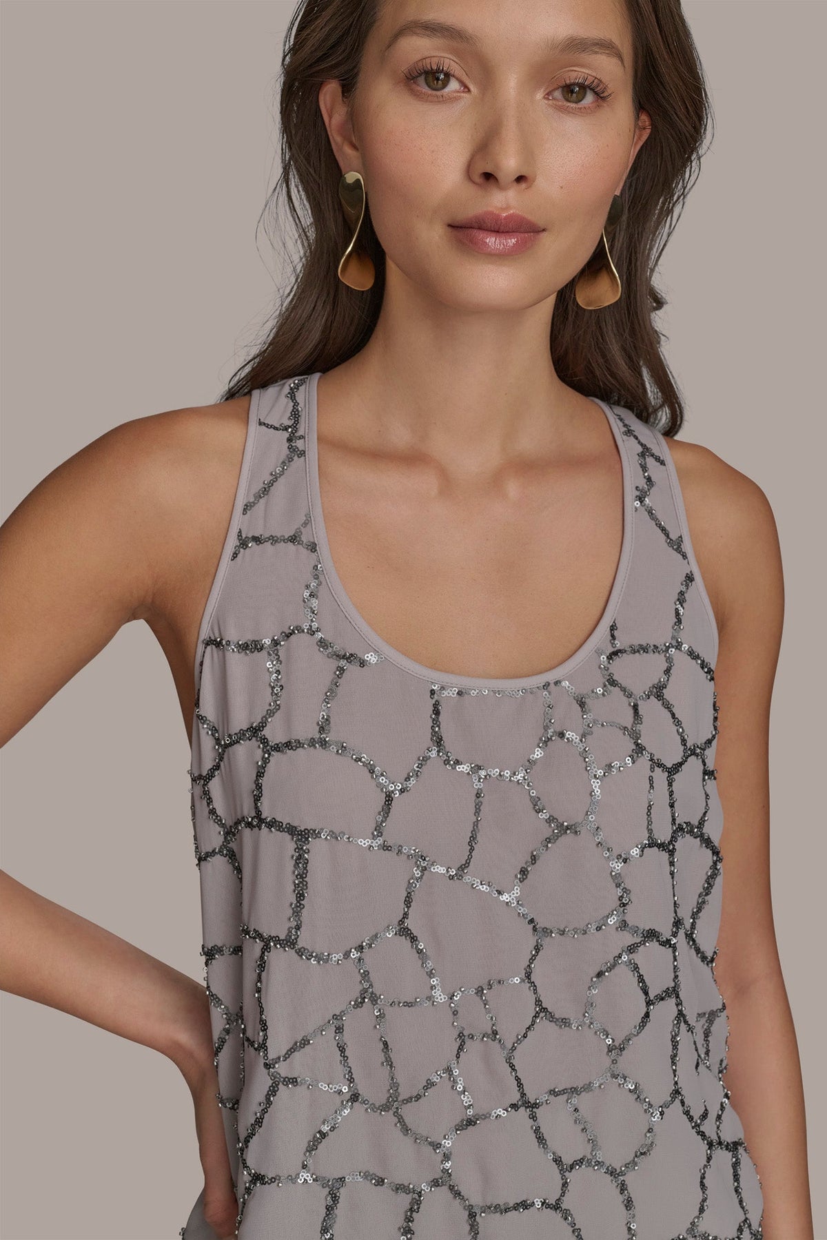 Donna Karan SHELL WITH SEQUIN DETAIL