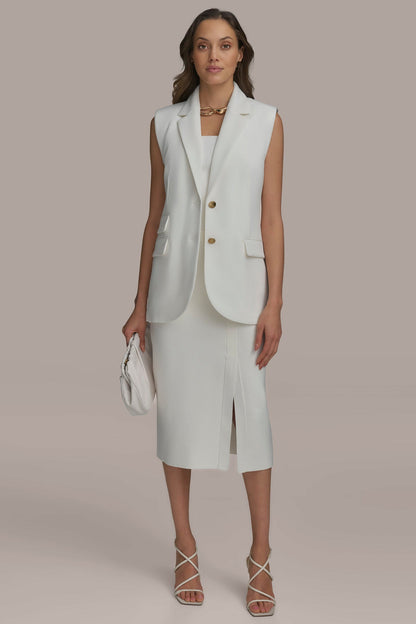 Donna Karan BUTTON VEST WITH POCKET DETAIL