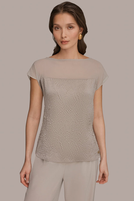 Donna Karan MESH AND JACQUARD BLOUSE