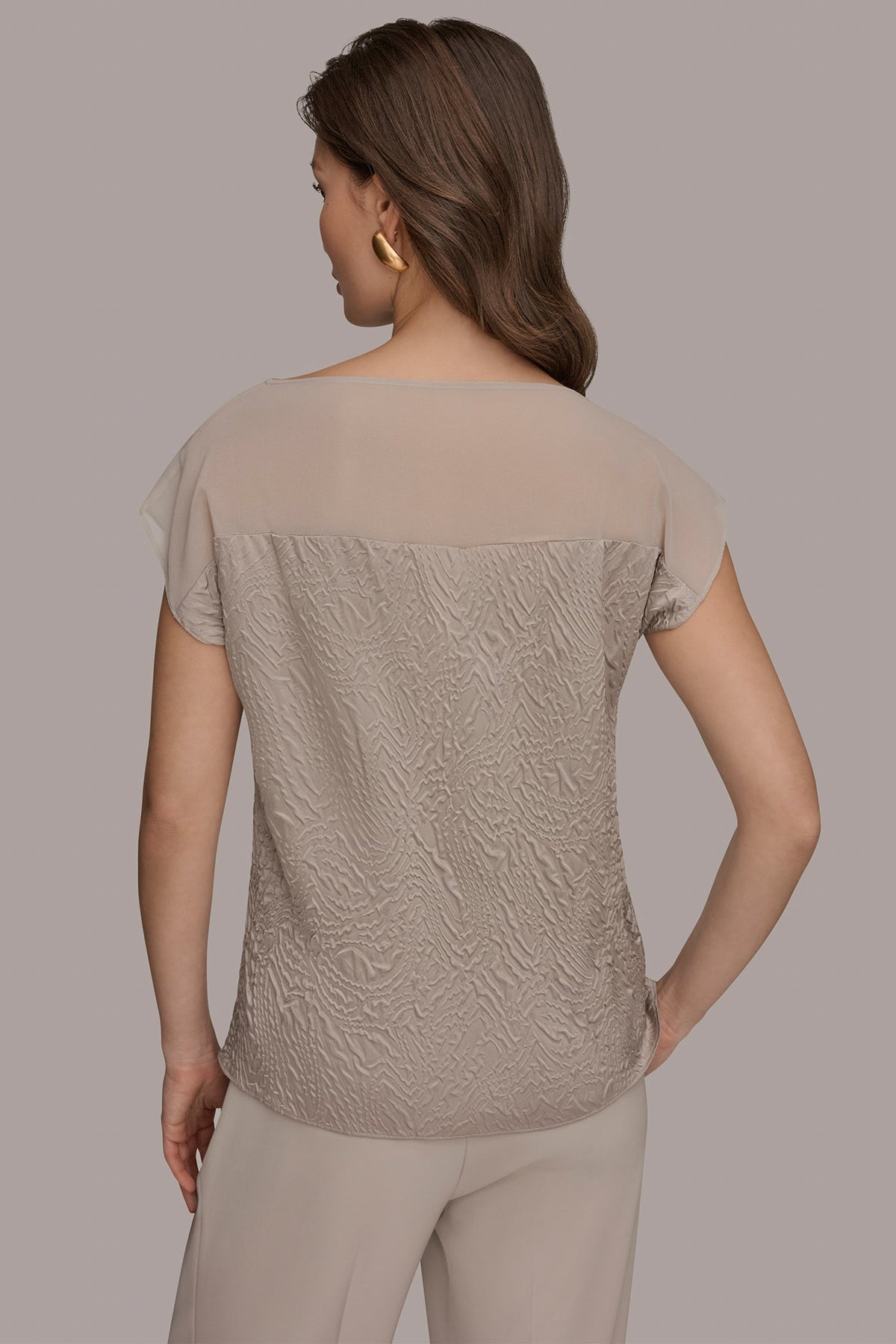 Donna Karan MESH AND JACQUARD BLOUSE