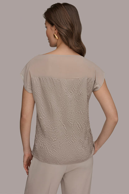 Donna Karan MESH AND JACQUARD BLOUSE