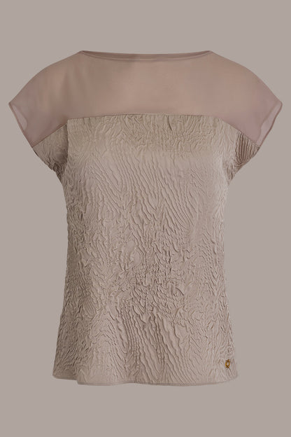 Donna Karan MESH AND JACQUARD BLOUSE