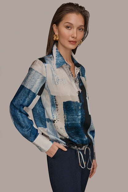 Donna Karan DRAWSTRING HEM BLOUSE