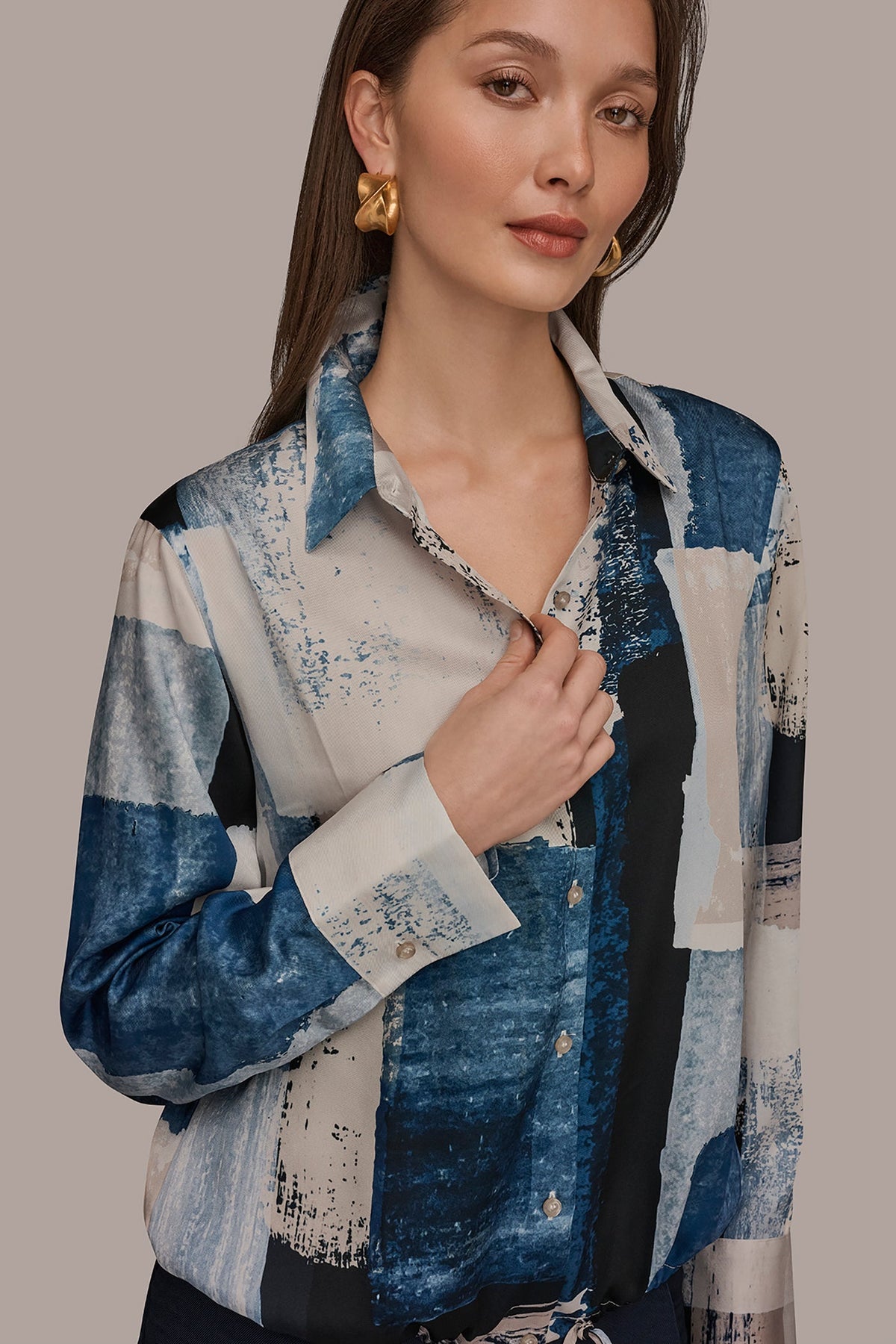Donna Karan DRAWSTRING HEM BLOUSE