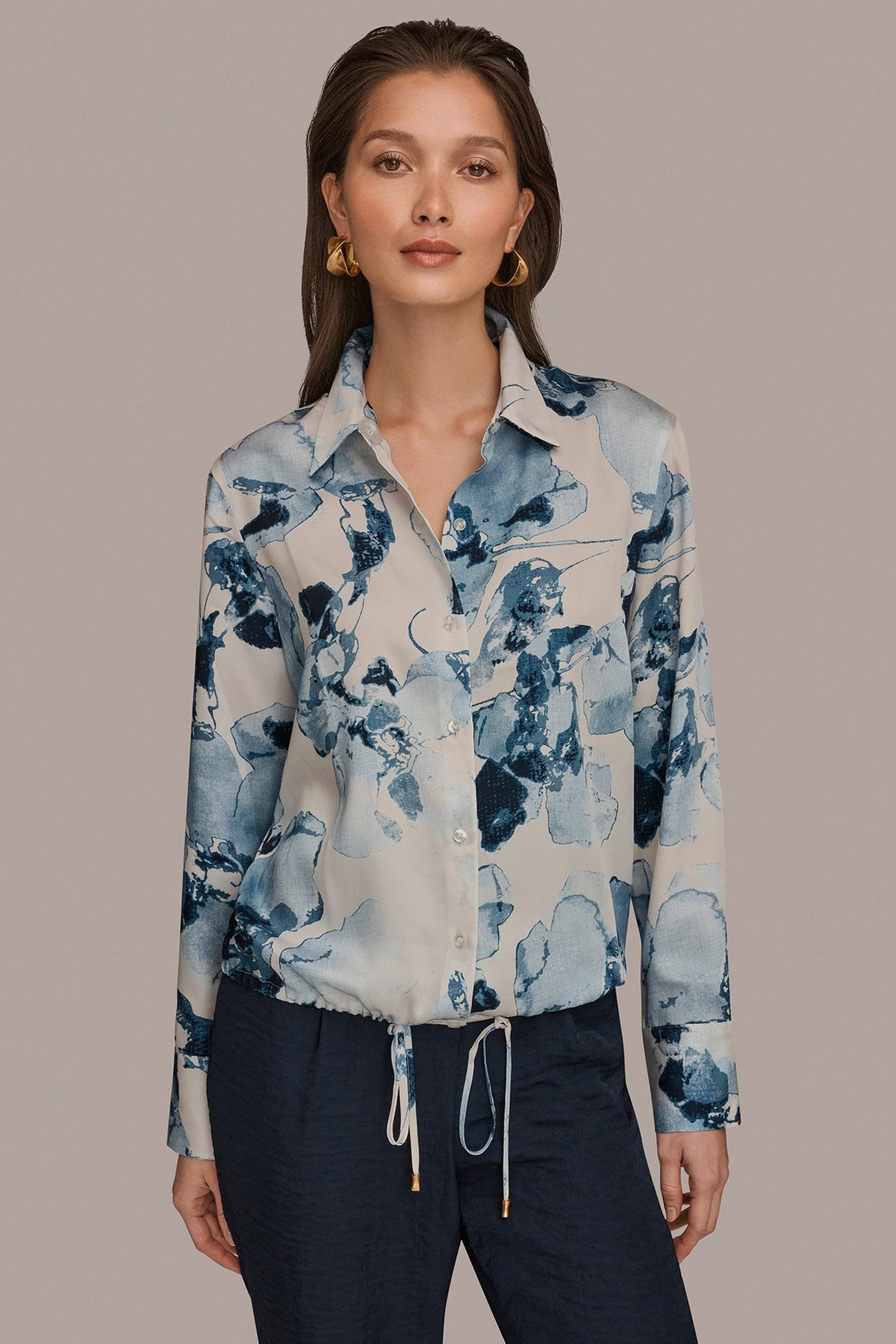 Donna Karan DRAWSTRING HEM BLOUSE