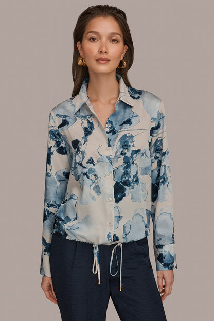 Donna Karan DRAWSTRING HEM BLOUSE