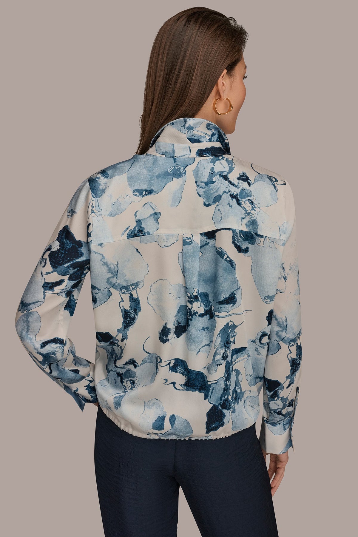 Donna Karan DRAWSTRING HEM BLOUSE