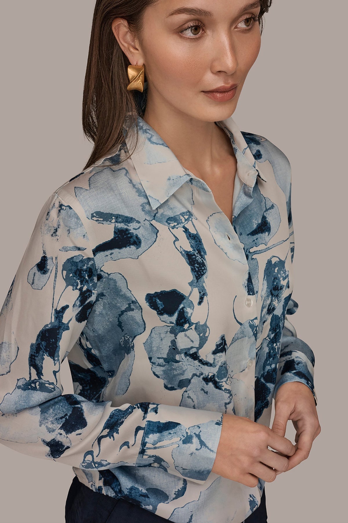 Donna Karan DRAWSTRING HEM BLOUSE