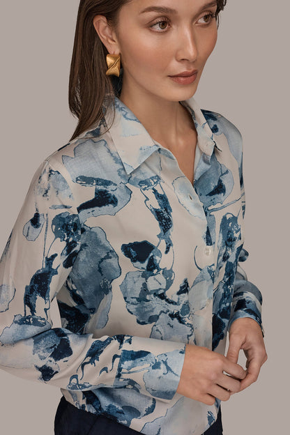 Donna Karan DRAWSTRING HEM BLOUSE