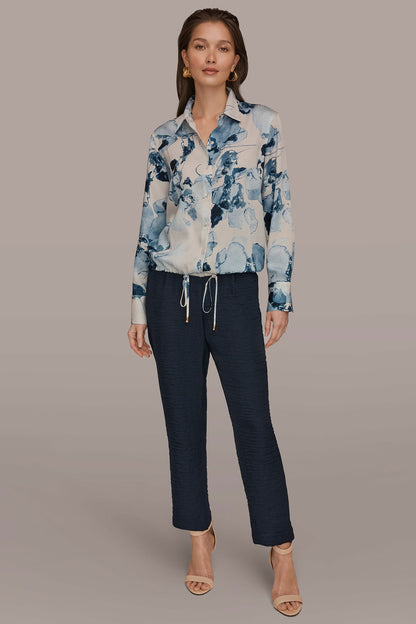 Donna Karan DRAWSTRING HEM BLOUSE